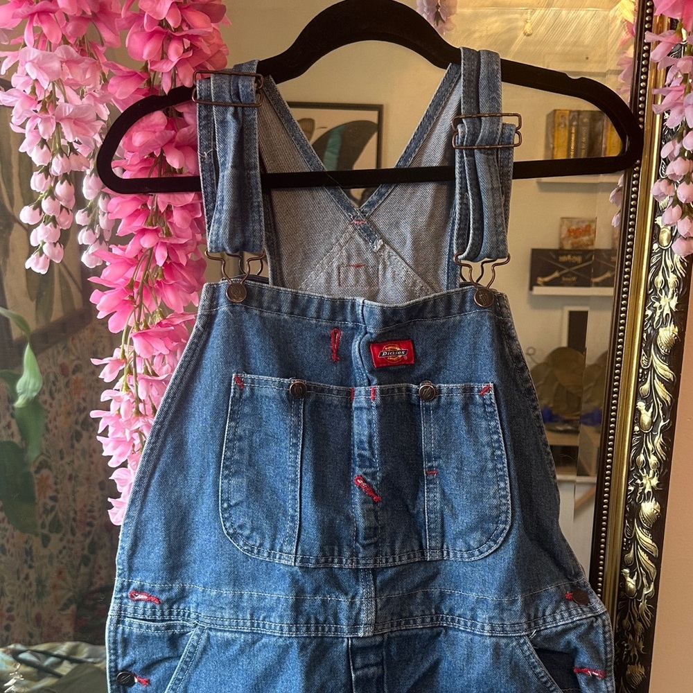 Dickies Denim Overalls with Red Accents